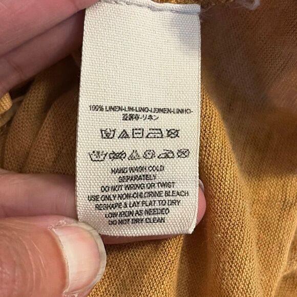 Free People Linen Travel Tank Top Small Oversized Mustard Yellow - Picture 6 of 6